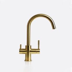 Clarity Brushed Gold All-in-One Mixer Taps for Kitchen Sinks